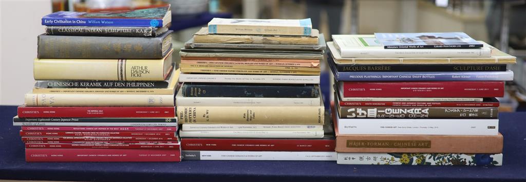 A box of Asian Art books and catalogues and krug glass volumes